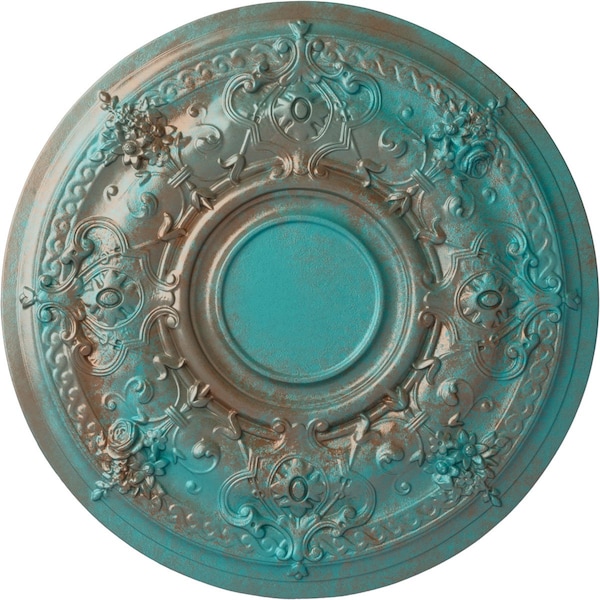 Ekena Millwork Darnay Ceiling Medallion (Fits Canopies up to 7 1/4"), 29 1/4"OD x 2"P, Copper Green Patina CM29DACGS - main